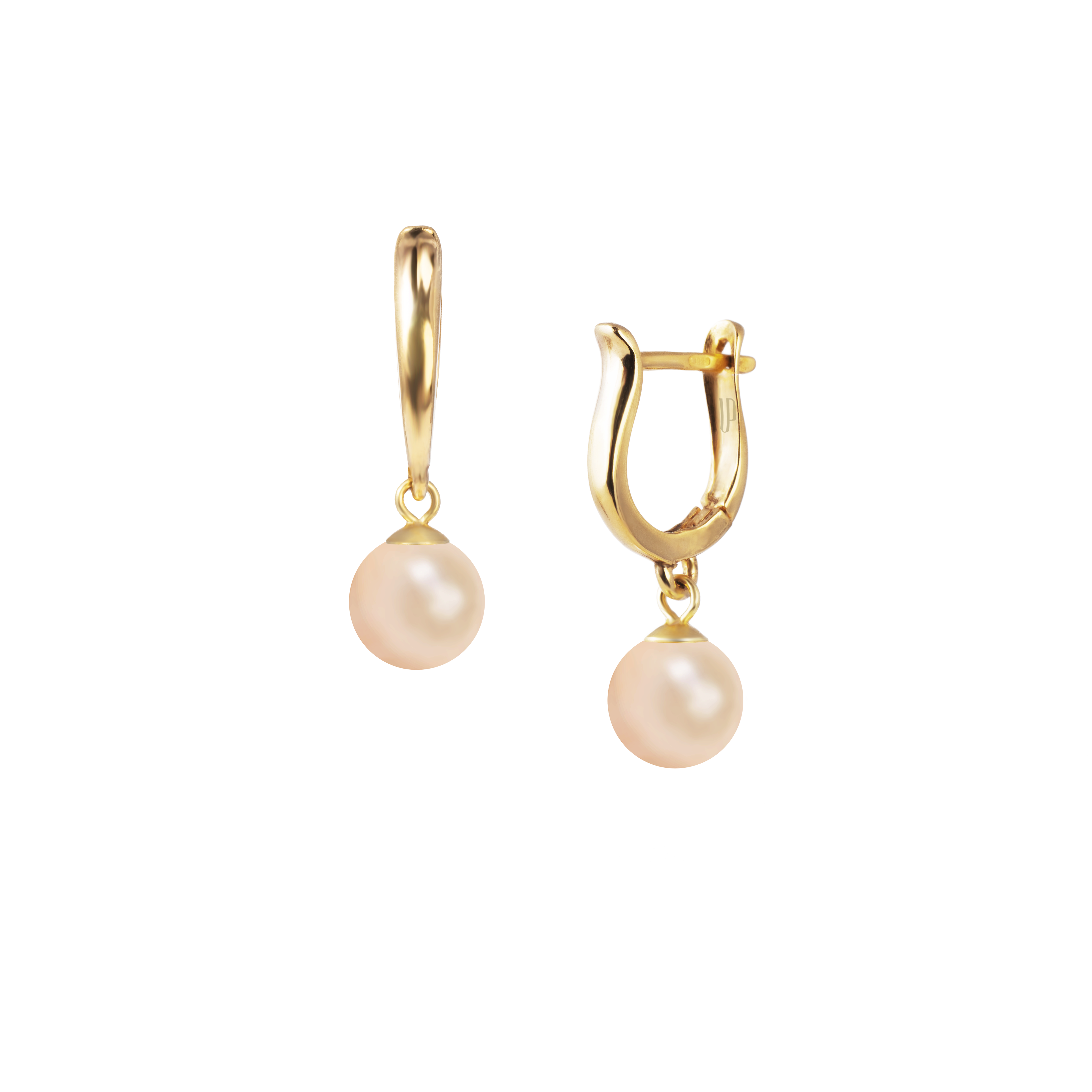 Pērļu auskari apaļi 8mm Drop rozā
