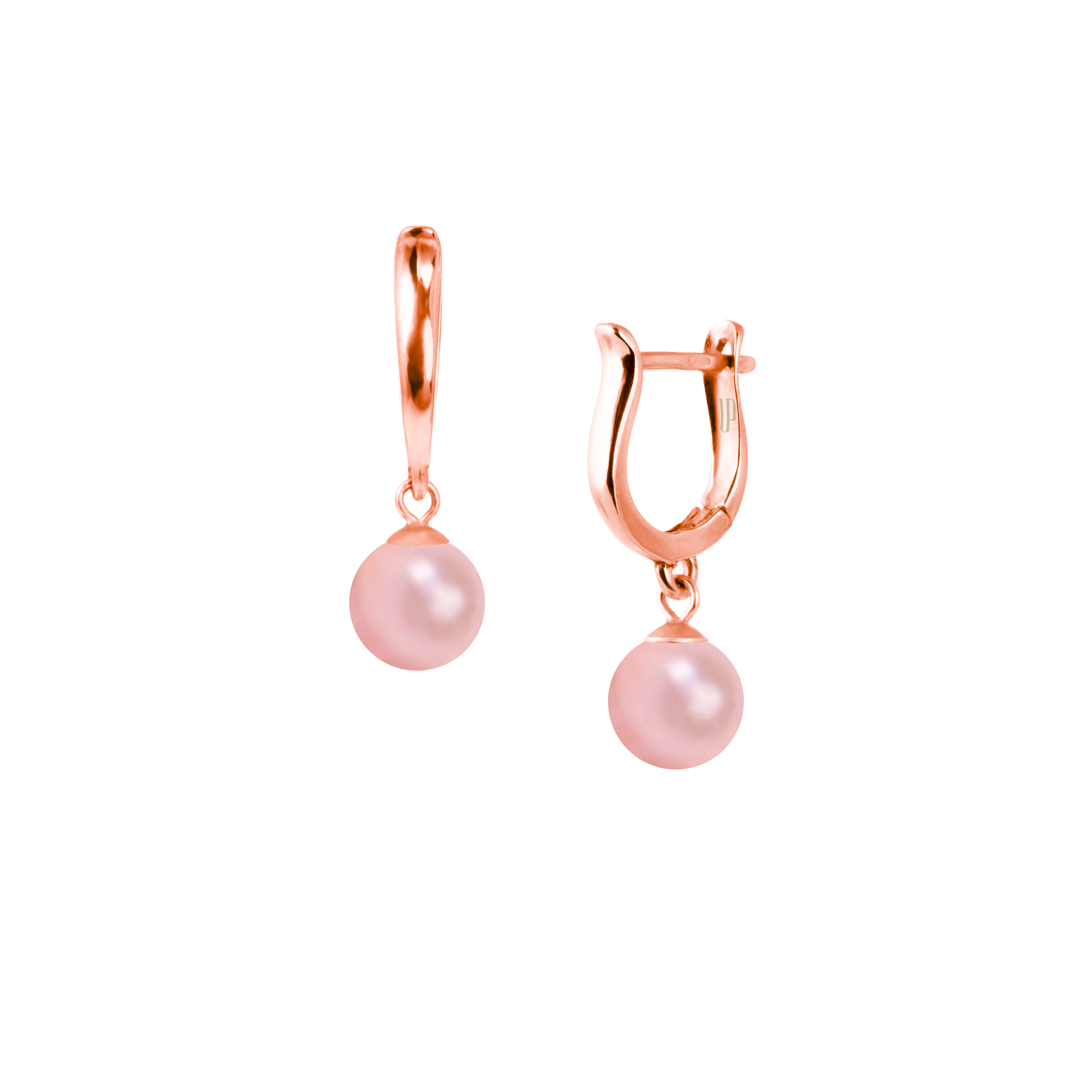 Pērļu auskari apaļi 8mm Drop purpursarkani
