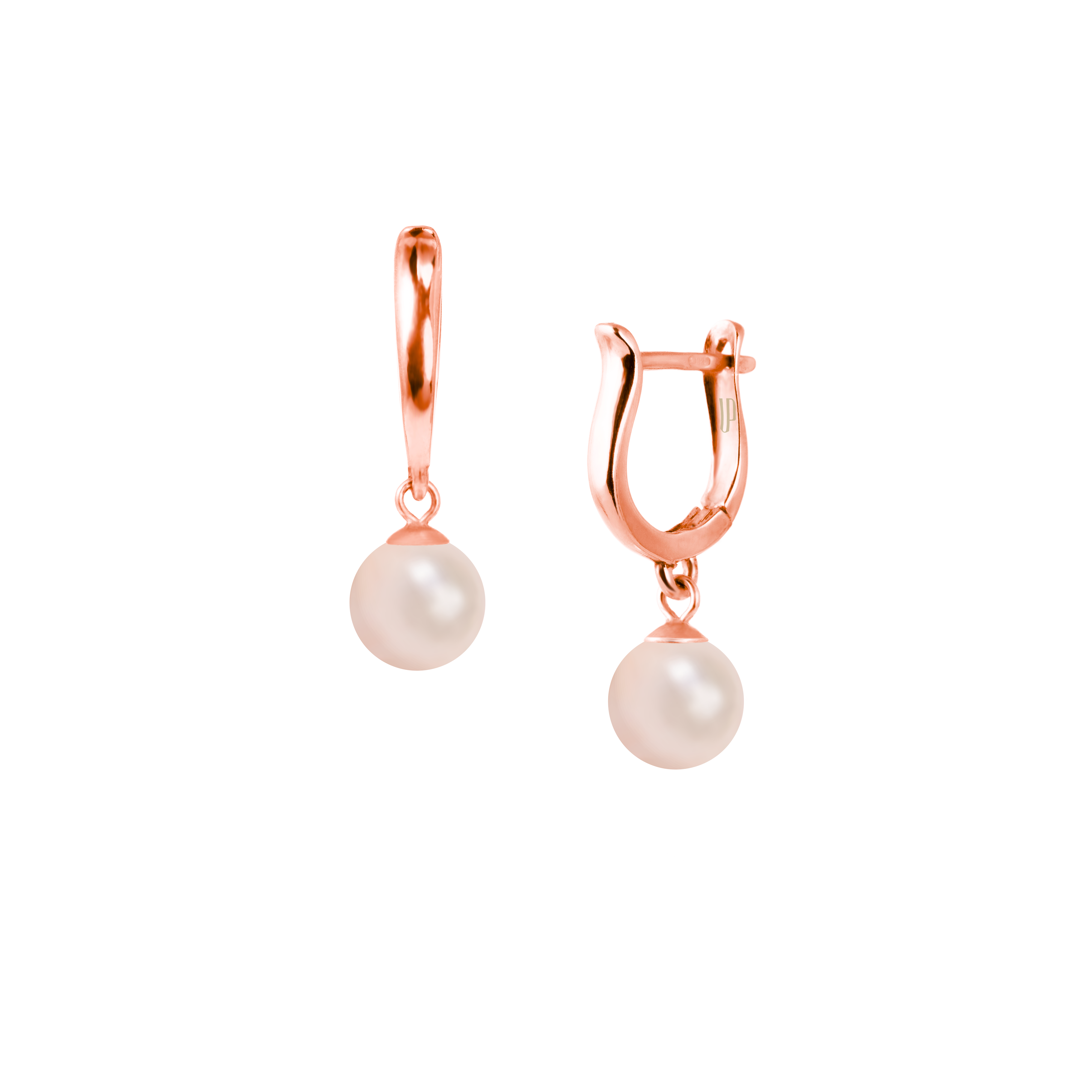 Pērļu auskari apaļi 8mm Drop rozā