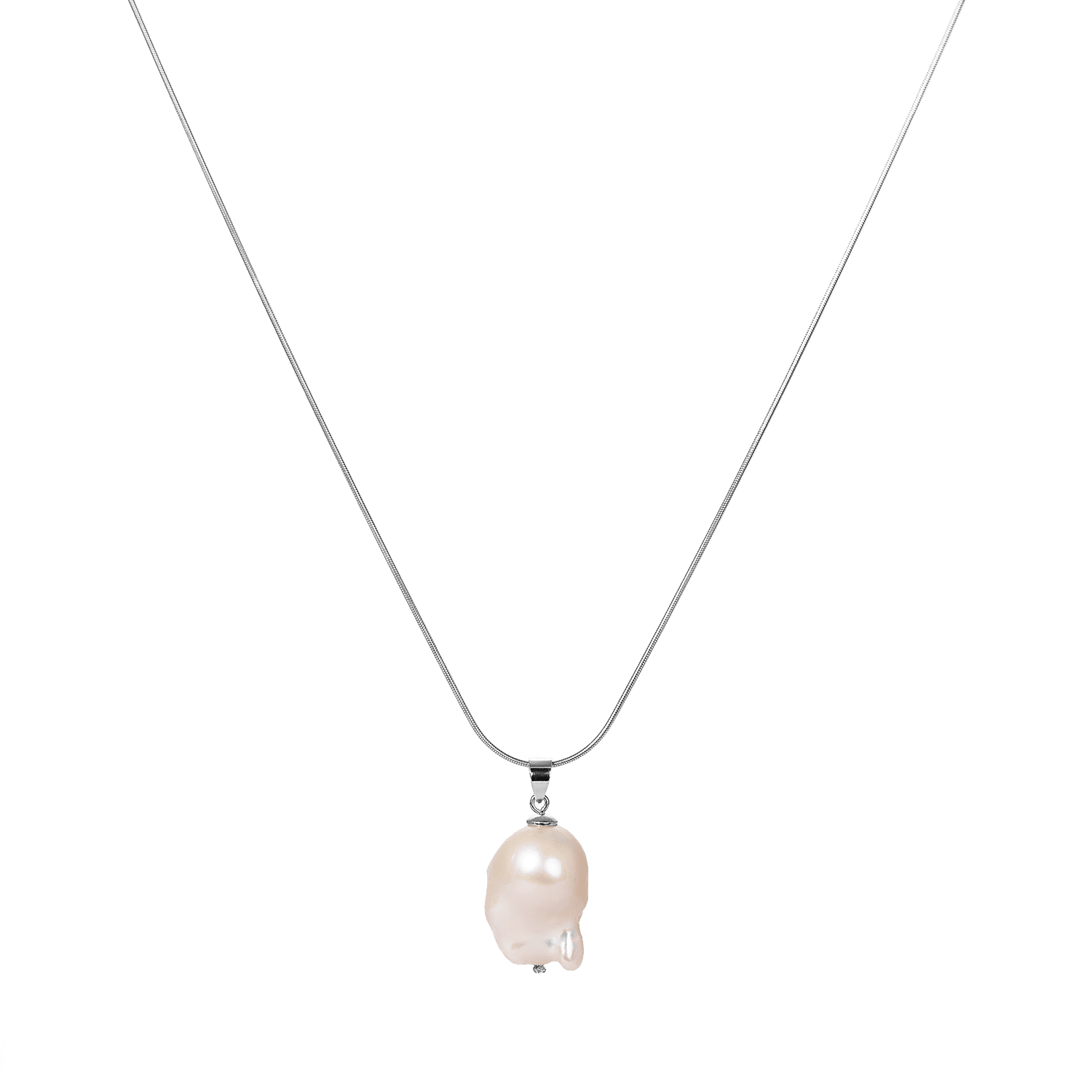 White Pearl Baroque pendant Silver