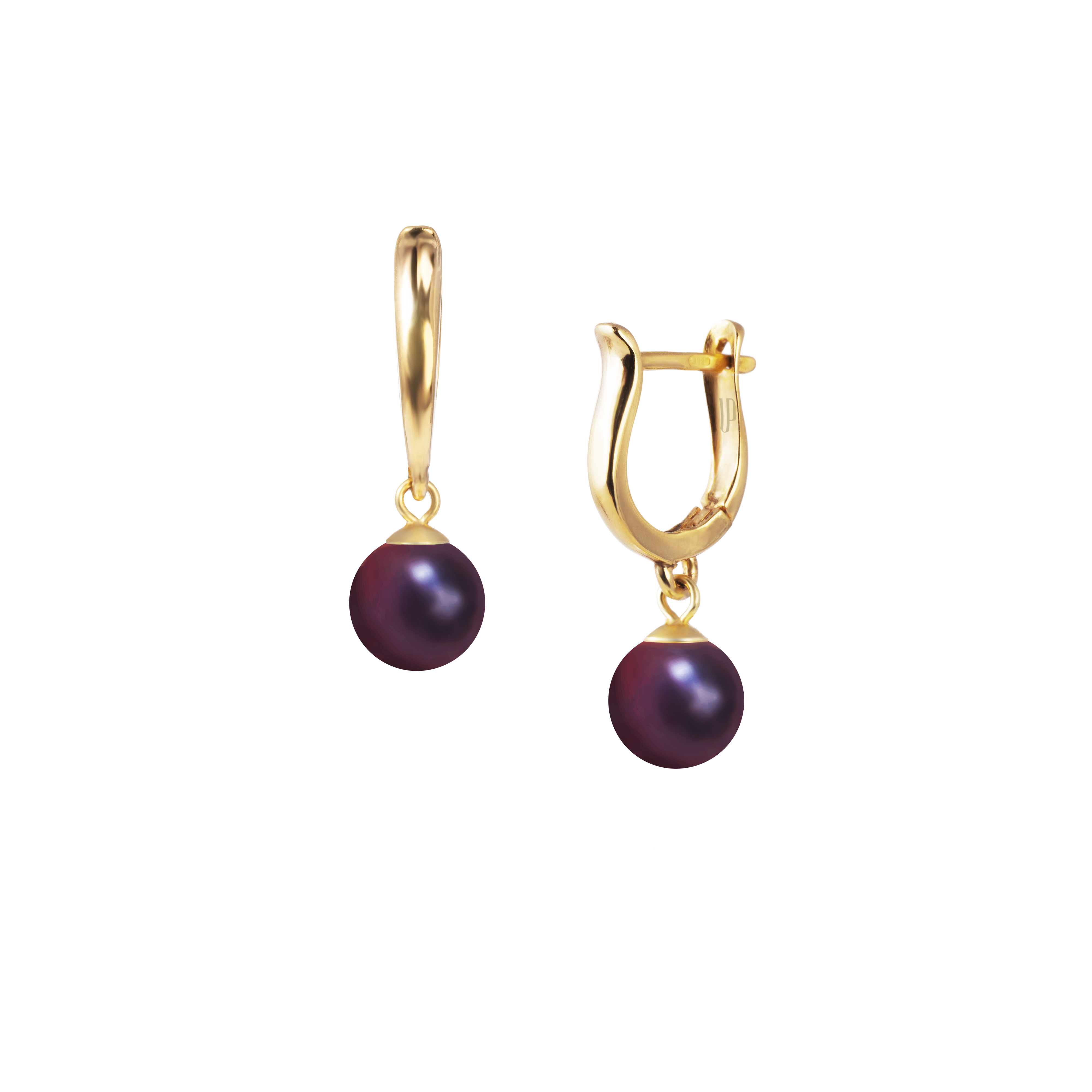 Pērļu auskari apaļi 8mm Drop melni