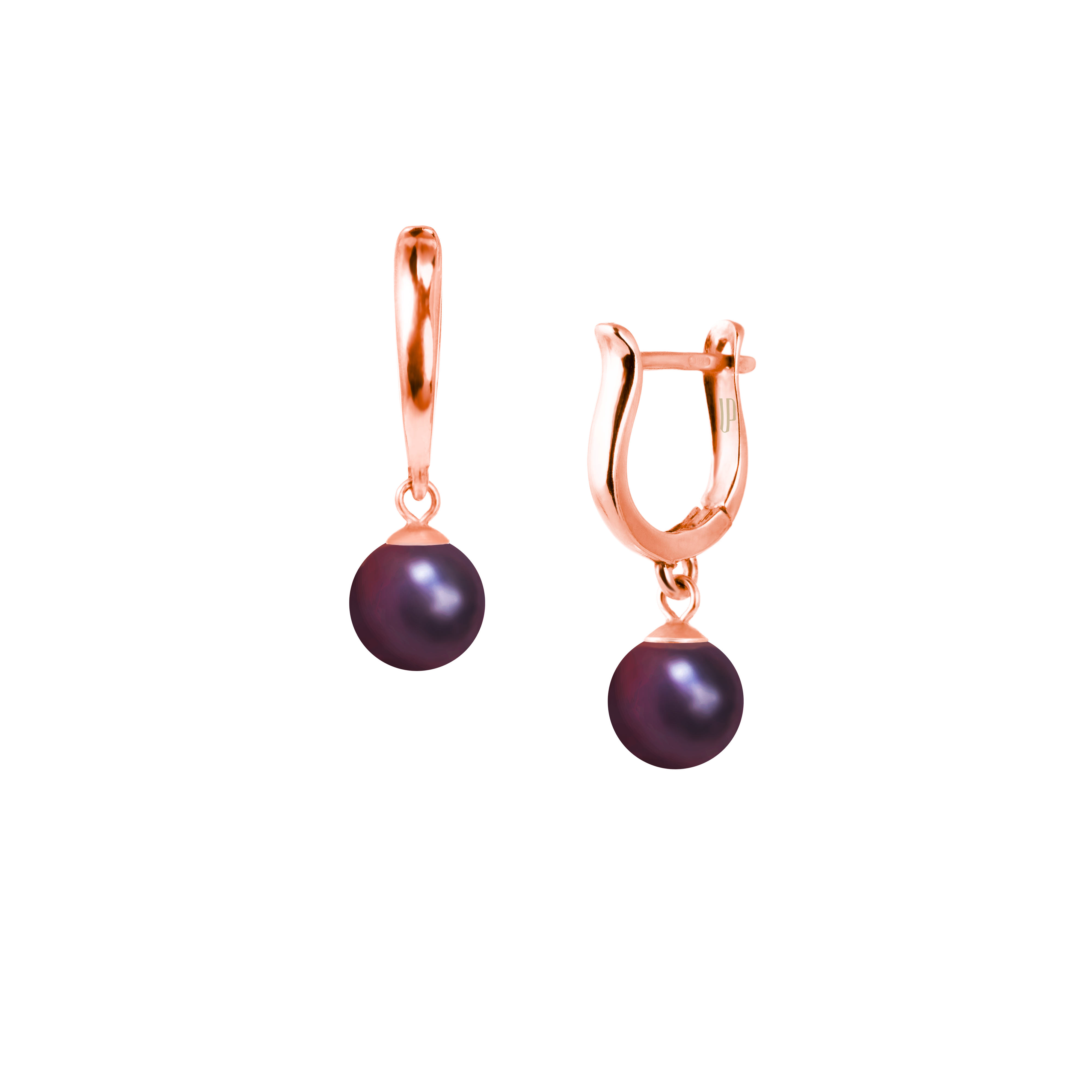 Pērļu auskari apaļi 8mm Drop melni